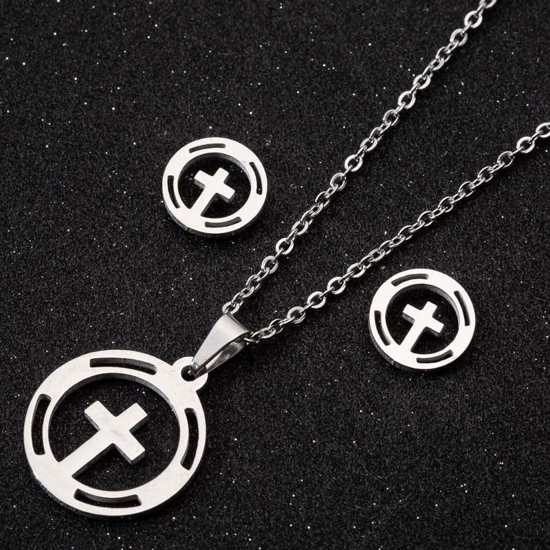 Wholesale Stainless Steel Coconut Hollow Pineapple Thousand Paper Crane Necklace Set